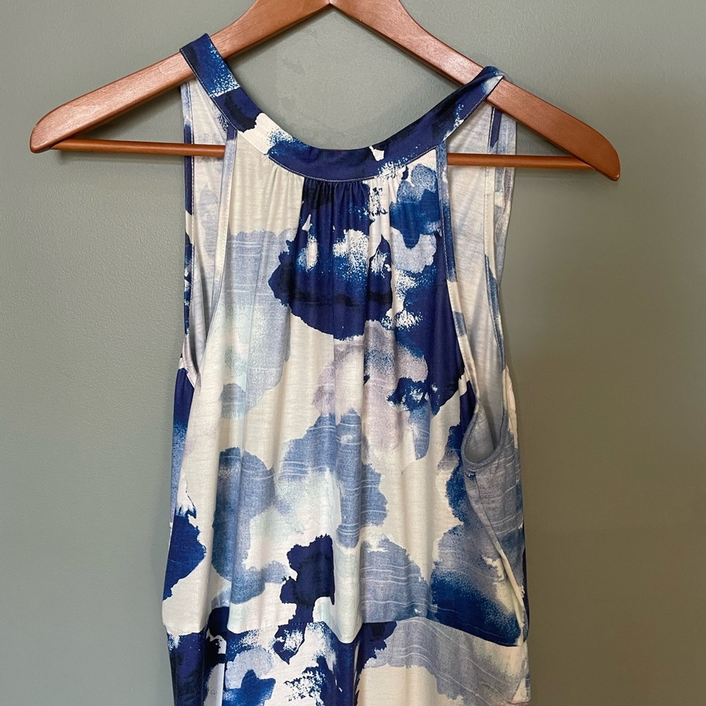 STYLEWORD Women's Halter Neck Tie Back Blue Floral Maxi Dress size XL - Picture 4 of 9